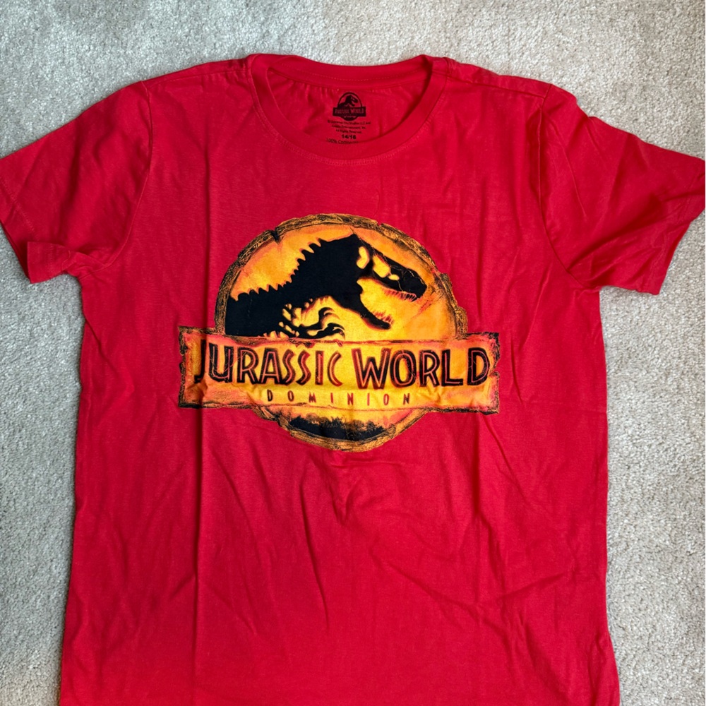NEW Kids Jurassic World Red T Shirt 14/16